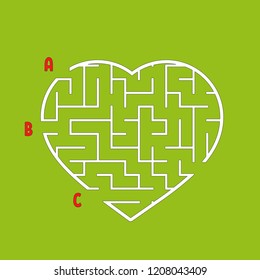 Labyrinth in the shape of a heart. Game for kids. Puzzle for children. Maze conundrum. Flat vector illustration isolated on white background.