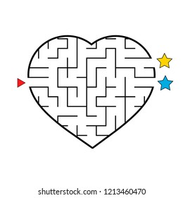 Labyrinth in the shape of a heart. Game for kids. Puzzle for children. Maze conundrum. Flat vector illustration isolated on white background.