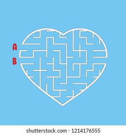 Labyrinth in the shape of a heart. Game for kids. Puzzle for children. Maze conundrum. Flat vector illustration isolated on white background.