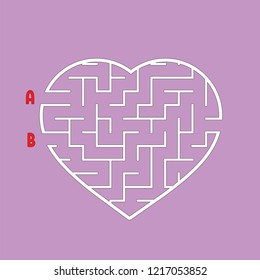 Labyrinth in the shape of a heart. Game for kids. Puzzle for children. Maze conundrum. Flat vector illustration isolated on white background.