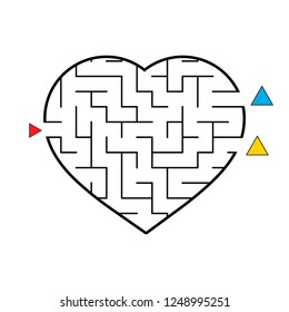 Labyrinth in the shape of a heart. Game for kids. Puzzle for children. Maze conundrum. Flat vector illustration isolated on white background.