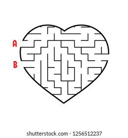 Labyrinth in the shape of a heart. Game for kids. Puzzle for children. Maze conundrum. Flat vector illustration isolated on white background.