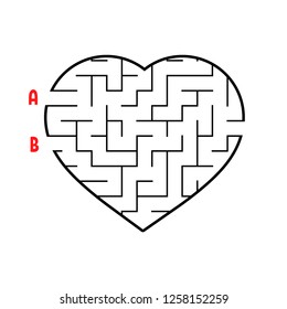 Labyrinth in the shape of a heart. Game for kids. Puzzle for children. Maze conundrum. Flat vector illustration isolated on white background.