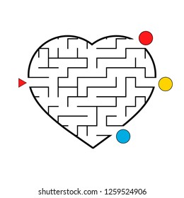 Labyrinth in the shape of a heart. Game for kids. Puzzle for children. Maze conundrum. Flat vector illustration isolated on white background.