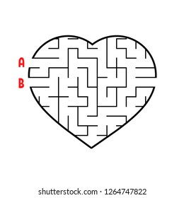 Labyrinth in the shape of a heart. Game for kids. Puzzle for children. Maze conundrum. Flat vector illustration isolated on white background.