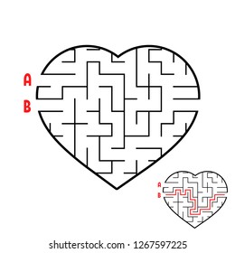 Labyrinth in the shape of a heart. Game for kids. Puzzle for children. Maze conundrum. Flat vector illustration isolated on white background.