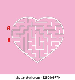 Labyrinth in the shape of a heart. Game for kids. Puzzle for children. Maze conundrum. Flat vector illustration isolated on white background.