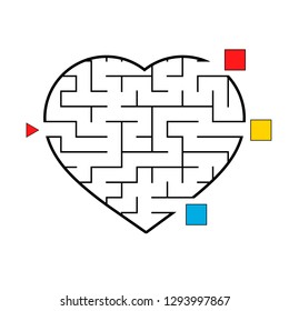 Labyrinth in the shape of a heart. Game for kids. Puzzle for children. Maze conundrum. Flat vector illustration isolated on white background.