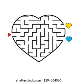 Labyrinth in the shape of a heart. Game for kids. Puzzle for children. Maze conundrum. Flat vector illustration isolated on white background.