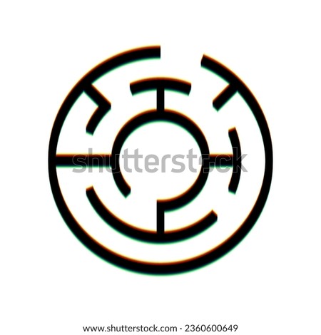 Labyrinth sign. Black Icon with vertical effect of color edge aberration at white background. Illustration.