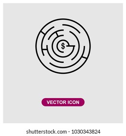 Labyrinth sign icon in trendy flat style isolated on grey background, modern symbol vector illustration for web