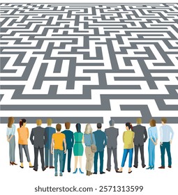 Labyrinth and solution. Labyrinth concept. illustration