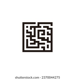 Labyrinth, square, abstract geometric symbol simple logo vector