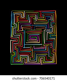 Labyrinth square, sketch for your design