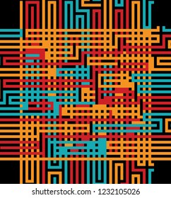 Labyrinth texture on color background. Abstract vector illustration EPS 10. Concept psychology, creative problem solving, logical thinking, study of human relations, Success concept in business maze