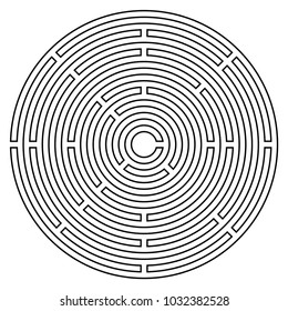 Labyrinth vector circle shape. Maze (labyrinth) game illustration