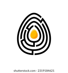 Labyrinth vector design with an egg in the middle logo with egg style