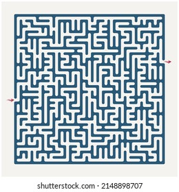 Labyrinth-Vektorgrafik mit Ein- und Ausfahrt-Pfeilen. Spaß-Labyrinth-Design.