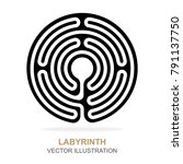 Labyrinth vector illustration, icon and background.