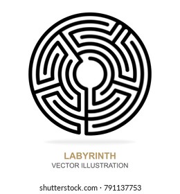 Labyrinth vector illustration, icon and background.