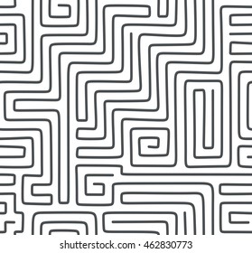 Labyrinth vector patten. Seamless geometric border pattern.