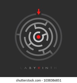 Labyrinth vector symbol illustration isolated on black background