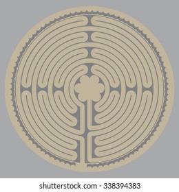 Labyrinth at Windhover. Outdoor Meditation Space Labyrinth. Maze for children. Vector illustration