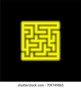 Labyrinth yellow glowing neon ui ux icon. Glowing sign logo vector