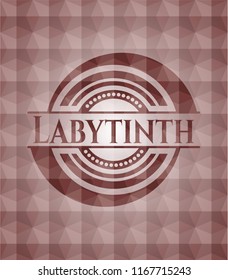 Labytinth red seamless polygonal badge.