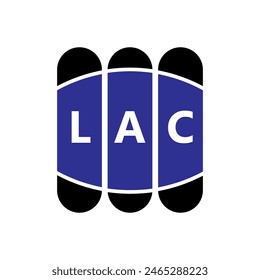 LAC letter logo design on white background.