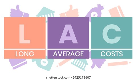 LAC - LONG AVERAGE COSTS. acronym business concept. vector illustration concept with keywords and icons. lettering illustration with icons for web banner, flyer, landing page