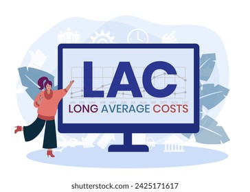 LAC - LONG AVERAGE COSTS. acronym business concept. vector illustration concept with keywords and icons. lettering illustration with icons for web banner, flyer, landing page