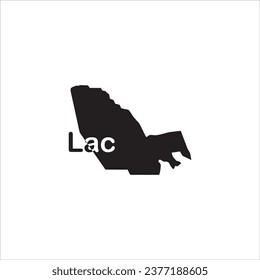 Lac map and black letter design on white background