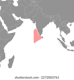 Laccadive Sea on the world map. Vector illustration.