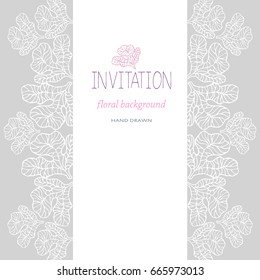 Lace background invitation, hand drawn vector pattern. Design for cards, wedding invitation, vector illustration.