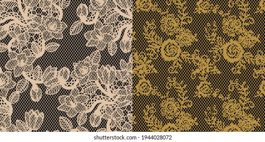 Fondo de encaje, flores ornamentales. Diseño de textura vectorial, lencería y joyería. Tus tarjetas de invitación, fondo de pantalla.