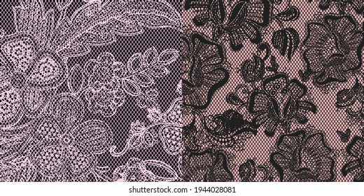 Fondo de encaje, flores ornamentales. Diseño de textura vectorial, lencería y joyería. Tus tarjetas de invitación, fondo de pantalla.