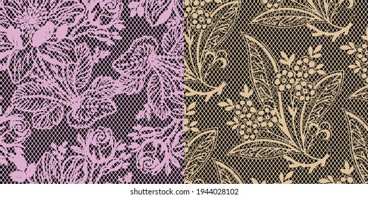 Fondo de encaje, flores ornamentales. Diseño de textura vectorial, lencería y joyería. Tus tarjetas de invitación, fondo de pantalla.