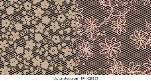 Fondo de encaje, flores ornamentales. Diseño de textura vectorial, lencería y joyería. Tus tarjetas de invitación, fondo de pantalla.