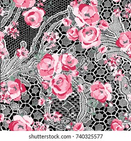 patrón floral de encaje