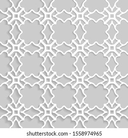 Lace background with repeating texture. Cutout paper ornament, seamless line pattern. Vector design element for laser cutting, eps10
