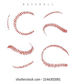 Lace baseball on a white background, vector softball lacing.