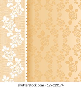 Lace beige square. Vector illustration 10eps