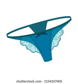 Lace bikini. Vector illustration of womens underwear. Cartoon bra bikini, panty, knickers, string isolated on white