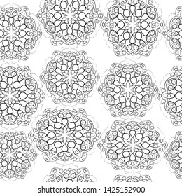 Lace black elements seamless print pattern. 
