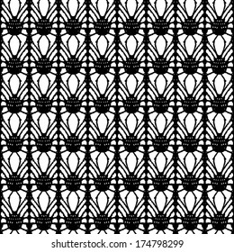 Lace black seamless mesh pattern. Vector illustration.
