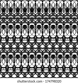 Lace black seamless mesh pattern. Vector illustration.