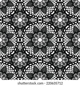 Lace black seamless mesh pattern. Vector illustration.