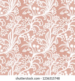 Lace black seamless pattern with flowers on white background