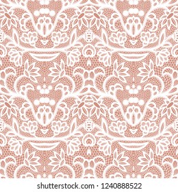 Lace black seamless pattern with flowers on white background